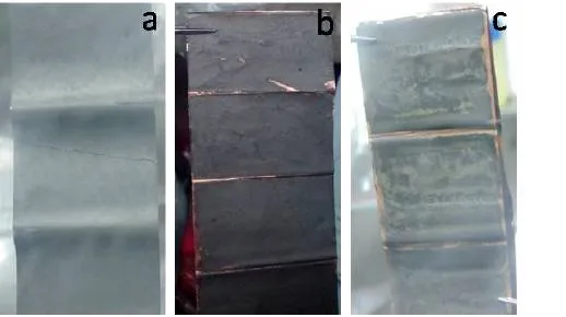 Figure 6. Digital photo of graphite anode after activation only, 100 cycles and 1000 cycles Figure 6. Digital photo of graphite anode after activation only, 100 cycles and 1000 cycles